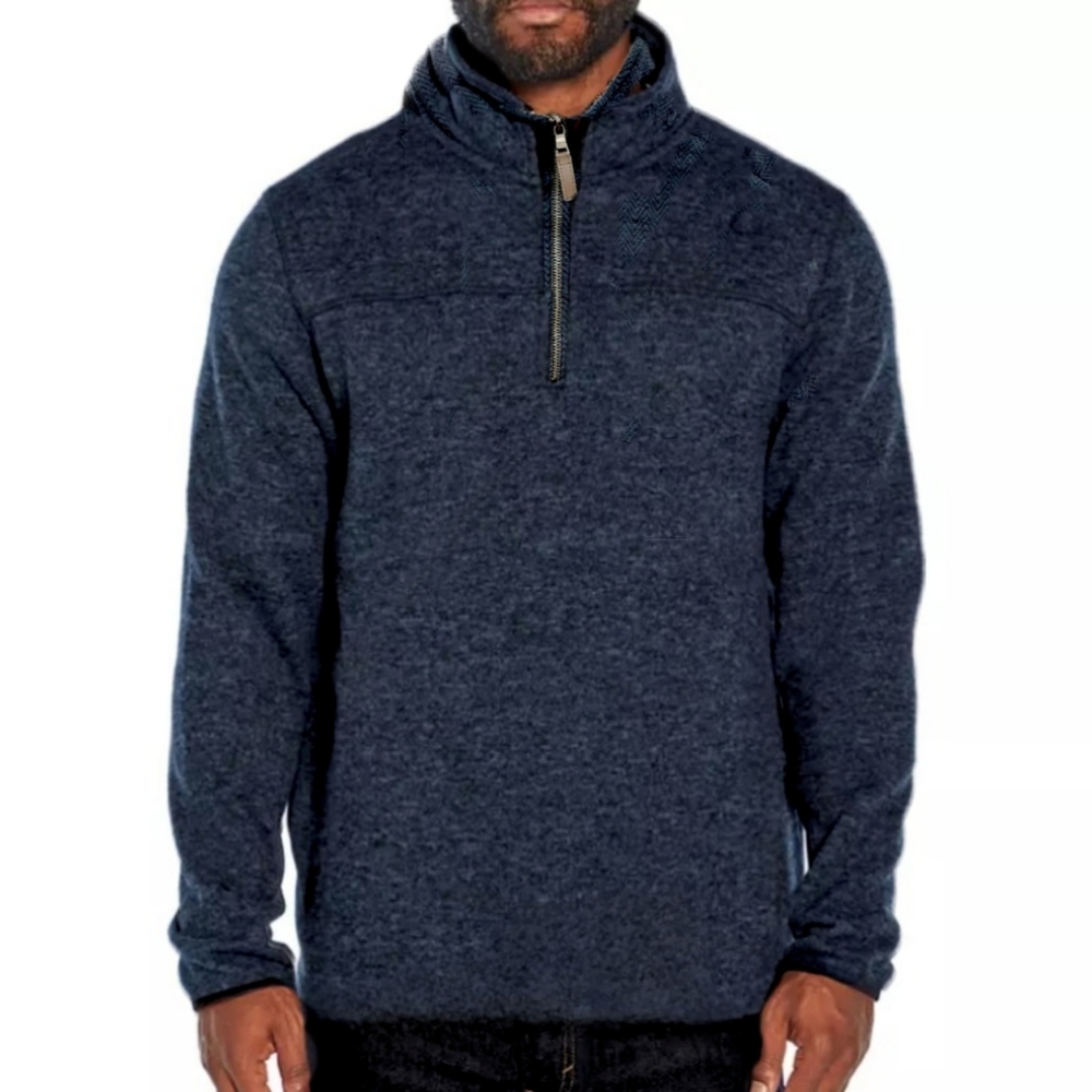 London Fog Men's Half Zip PLUSH Warm Sherpa Lined Pullover Sweater Size 2XL NWT - Picture 1 of 5